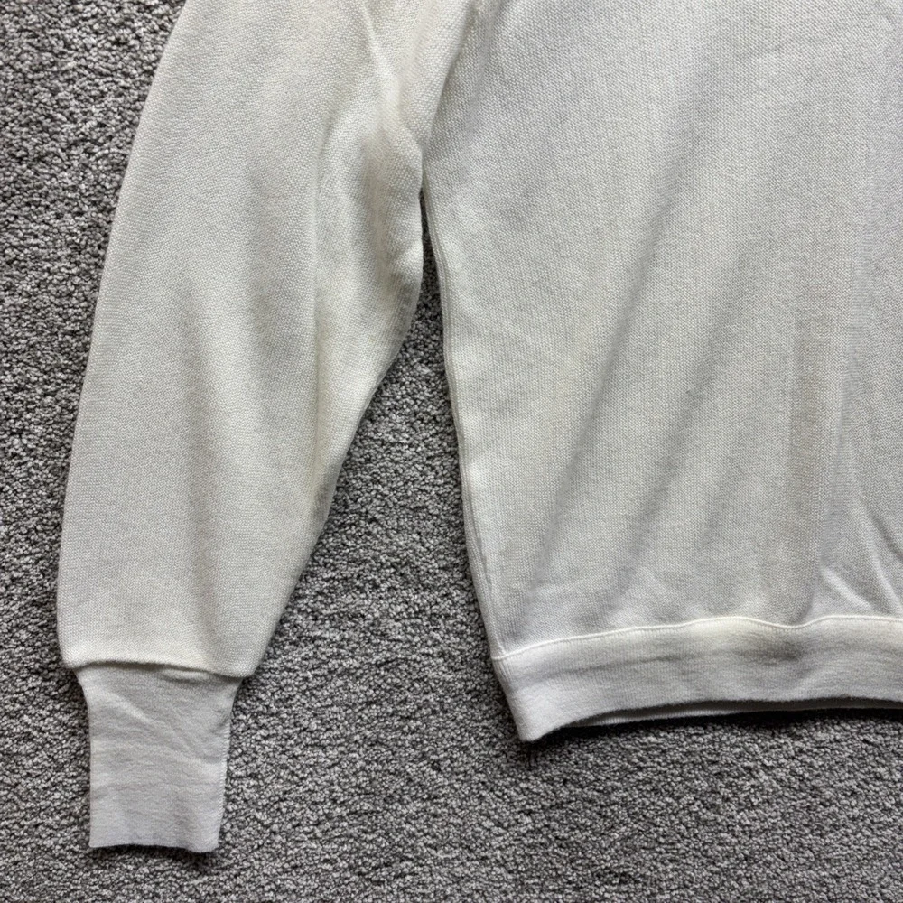 Vintage IZOD Lacoste Sweater Mens Large White Grandpa V Neck Orlon‎ Made USA 80s